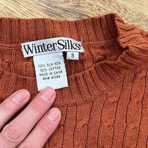 WinterSilks Women's Cowl Neck Sweater in Rich Orange